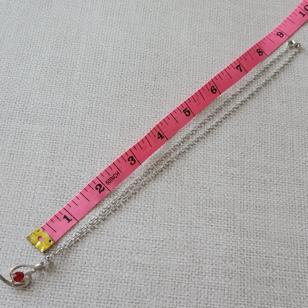 Simple Red Rhinestone Geometric Necklace Silver Tone